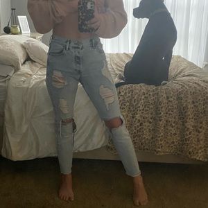 Vintage skinny high rise jeans express light blue